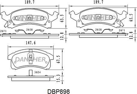 Danaher DBP898 - Гальмівні колодки, дискові гальма autocars.com.ua