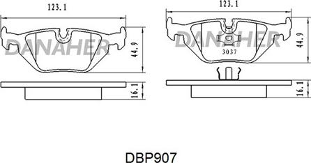 Danaher DBP907 - Гальмівні колодки, дискові гальма autocars.com.ua