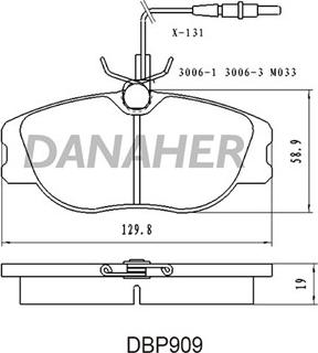 Danaher DBP909 - Гальмівні колодки, дискові гальма autocars.com.ua