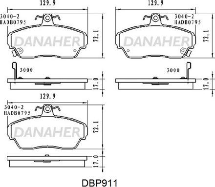 Danaher DBP911 - Гальмівні колодки, дискові гальма autocars.com.ua