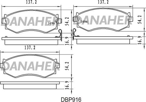 Danaher DBP916 - Гальмівні колодки, дискові гальма autocars.com.ua