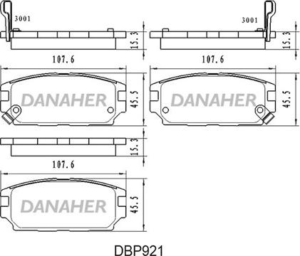 Danaher DBP921 - Гальмівні колодки, дискові гальма autocars.com.ua