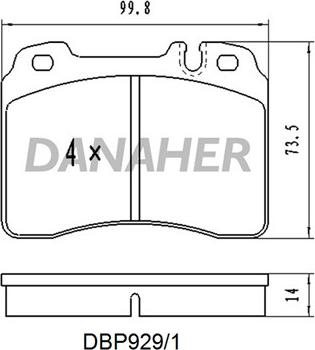 Danaher DBP929/1 - Гальмівні колодки, дискові гальма autocars.com.ua