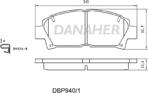 Danaher DBP940/1 - Гальмівні колодки, дискові гальма autocars.com.ua