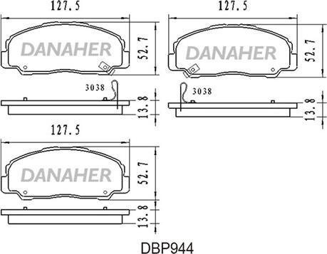 Danaher DBP944 - Гальмівні колодки, дискові гальма autocars.com.ua