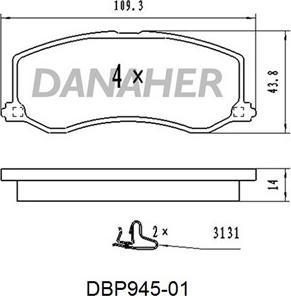 Danaher DBP945-01 - Гальмівні колодки, дискові гальма autocars.com.ua