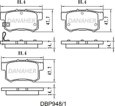 Danaher DBP948/1 - Гальмівні колодки, дискові гальма autocars.com.ua