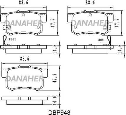 Danaher DBP948 - Тормозные колодки, дисковые, комплект autodnr.net