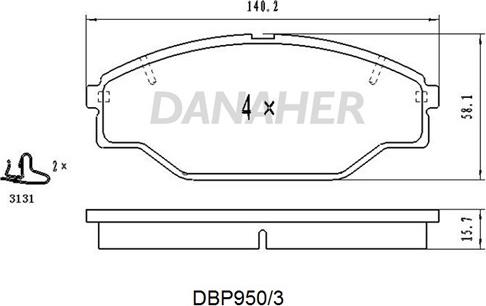 Danaher DBP950/3 - Гальмівні колодки, дискові гальма autocars.com.ua