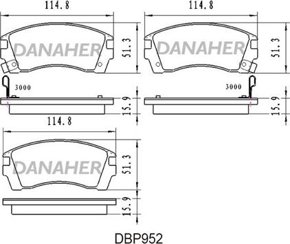 Danaher DBP952 - Гальмівні колодки, дискові гальма autocars.com.ua