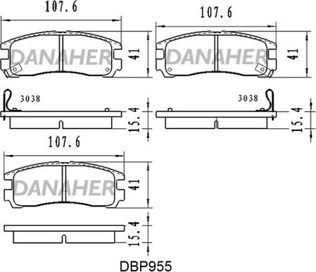 Danaher DBP955 - Гальмівні колодки, дискові гальма autocars.com.ua