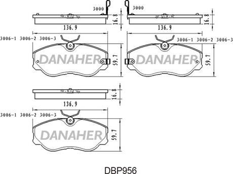 Danaher DBP956 - Гальмівні колодки, дискові гальма autocars.com.ua