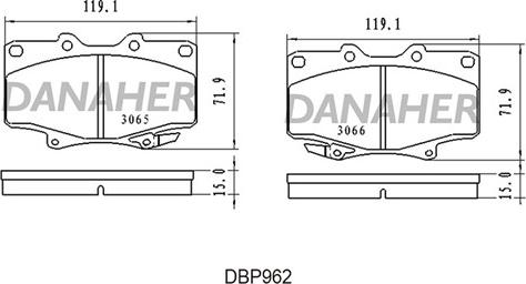 Danaher DBP962 - Гальмівні колодки, дискові гальма autocars.com.ua