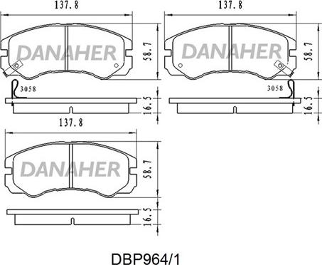 Danaher DBP964/1 - Гальмівні колодки, дискові гальма autocars.com.ua