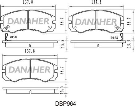 Danaher DBP964 - Гальмівні колодки, дискові гальма autocars.com.ua