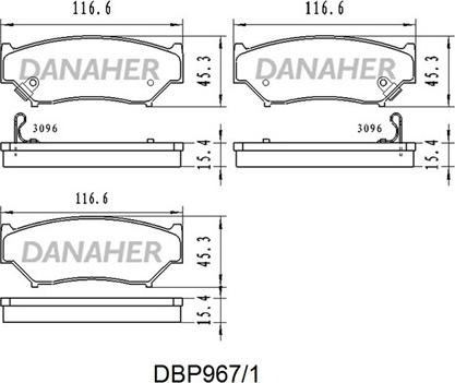 Danaher DBP967/1 - Гальмівні колодки, дискові гальма autocars.com.ua