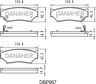 Danaher DBP967 - Гальмівні колодки, дискові гальма autocars.com.ua