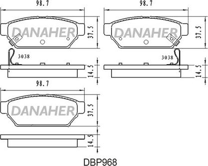 Danaher DBP968 - Гальмівні колодки, дискові гальма autocars.com.ua
