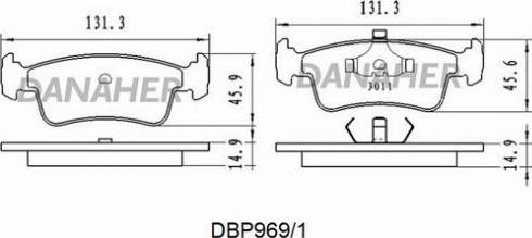 Danaher DBP969/1 - Гальмівні колодки, дискові гальма autocars.com.ua