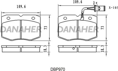 Danaher DBP970 - Гальмівні колодки, дискові гальма autocars.com.ua