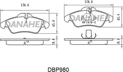 Danaher DBP980 - Гальмівні колодки, дискові гальма autocars.com.ua