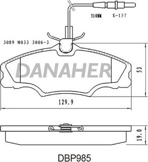 Danaher DBP985 - Гальмівні колодки, дискові гальма autocars.com.ua