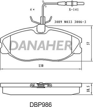Danaher DBP986 - Тормозные колодки, дисковые, комплект autodnr.net
