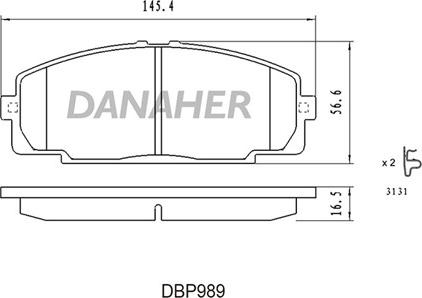 Danaher DBP989 - Гальмівні колодки, дискові гальма autocars.com.ua