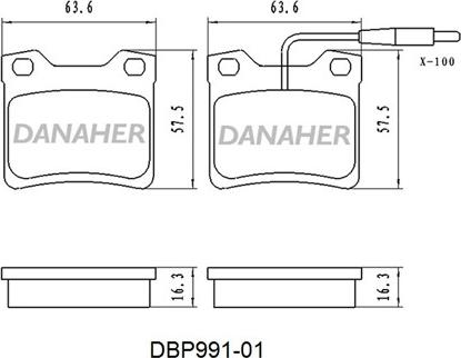 Danaher DBP991-01 - Гальмівні колодки, дискові гальма autocars.com.ua