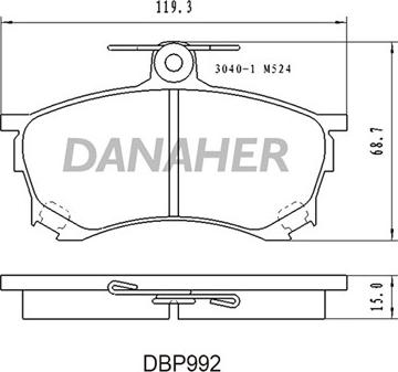 Danaher DBP992 - Гальмівні колодки, дискові гальма autocars.com.ua
