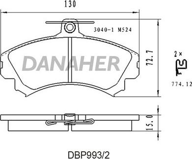 Danaher DBP993/2 - Гальмівні колодки, дискові гальма autocars.com.ua