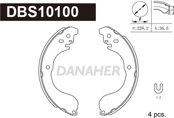 Danaher DBS10100 - Комплект гальм, барабанний механізм autocars.com.ua