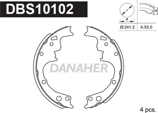 Danaher DBS10102 - Комплект гальм, барабанний механізм autocars.com.ua