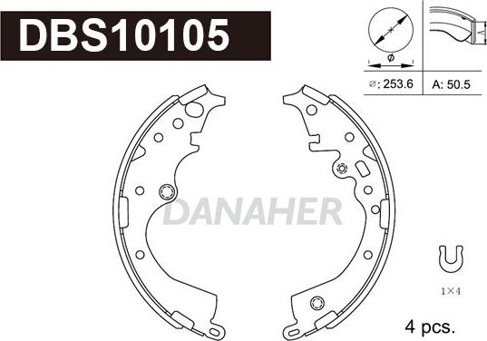 Danaher DBS10105 - Комплект гальм, барабанний механізм autocars.com.ua