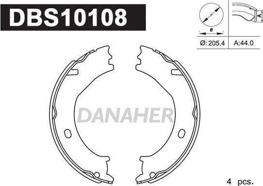 Danaher DBS10108 - Комплект гальм, ручник, парковка autocars.com.ua