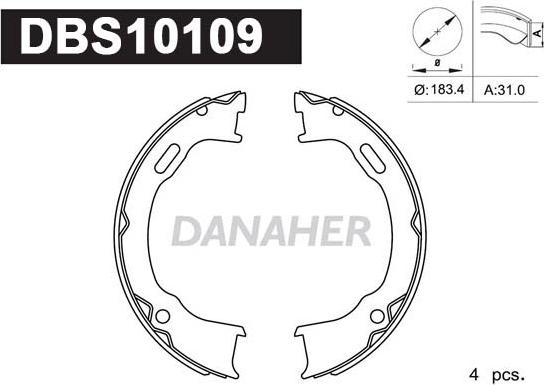 Danaher DBS10109 - Комплект гальм, ручник, парковка autocars.com.ua