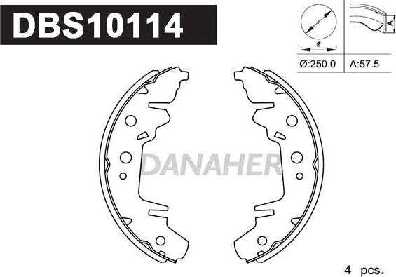 Danaher DBS10114 - Комплект гальм, барабанний механізм autocars.com.ua