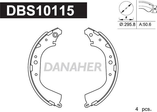 Danaher DBS10115 - Комплект гальм, барабанний механізм autocars.com.ua