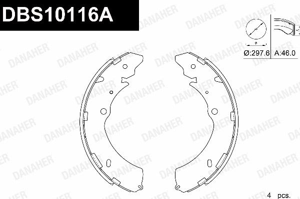 Danaher DBS10116A - Комплект гальм, барабанний механізм autocars.com.ua