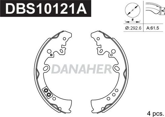 Danaher DBS10121A - Комплект гальм, барабанний механізм autocars.com.ua