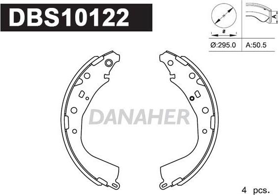 Danaher DBS10122 - Комплект гальм, барабанний механізм autocars.com.ua