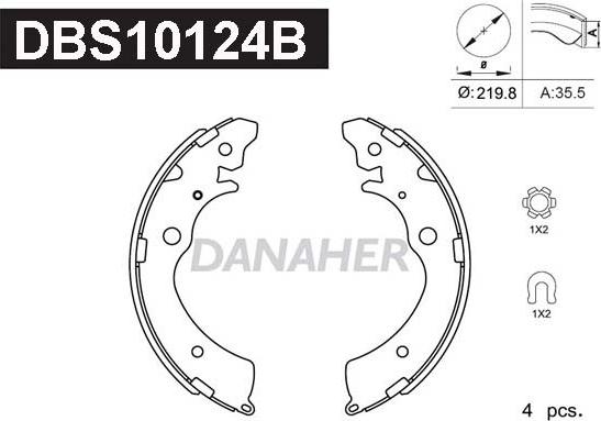 Danaher DBS10124B - Комплект гальм, барабанний механізм autocars.com.ua