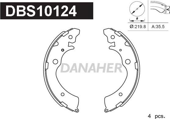 Danaher DBS10124 - Комплект гальм, барабанний механізм autocars.com.ua