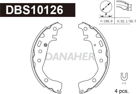 Danaher DBS10126 - Комплект гальм, барабанний механізм autocars.com.ua