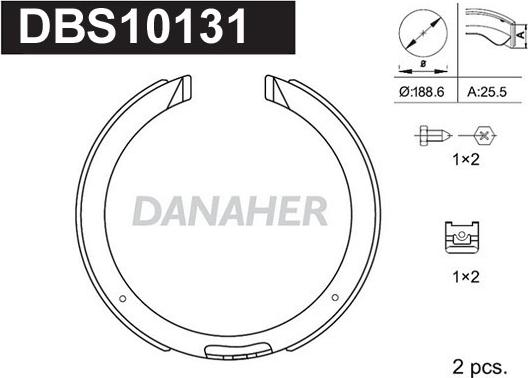 Danaher DBS10131 - Комплект гальм, ручник, парковка autocars.com.ua