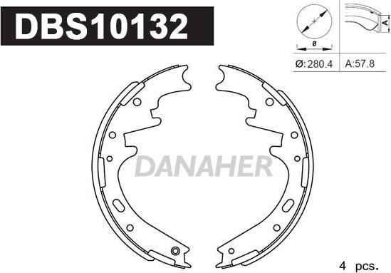 Danaher DBS10132 - Комплект гальм, барабанний механізм autocars.com.ua