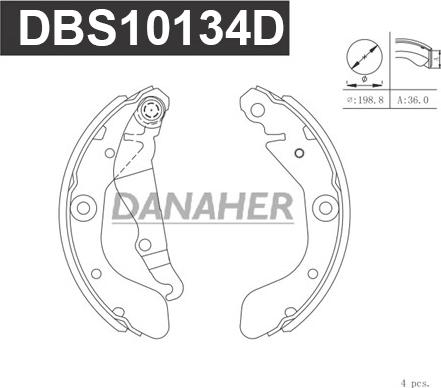 Danaher DBS10134D - Комплект гальм, барабанний механізм autocars.com.ua