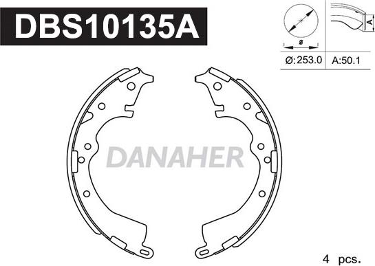 Danaher DBS10135A - Комплект гальм, барабанний механізм autocars.com.ua