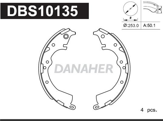 Danaher DBS10135 - Комплект тормозных колодок, барабанные autodnr.net