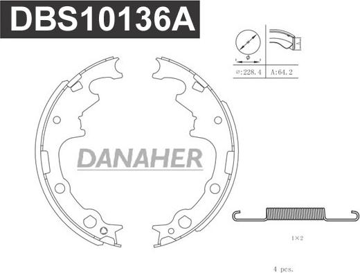 Danaher DBS10136A - Комплект гальм, барабанний механізм autocars.com.ua